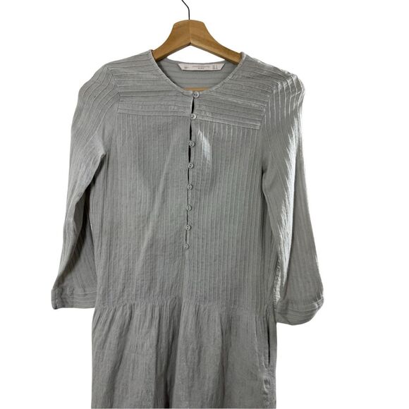 ZARA Trafaluc Gray Long Sleeve Shirt Dress Size S Button Front Pocket Casual - Picture 5 of 11